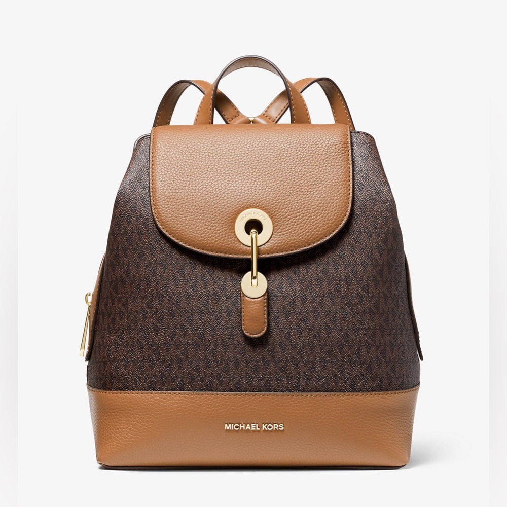MK Raven Medium Logo/Pebbled Leather Backpack